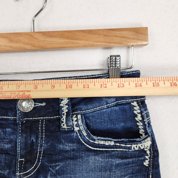 Daytrip Shorts Womens 26 Blue Virgo Low Rise Y2K Embroidered Denim Jean Bermuda - Picture 3 of 12